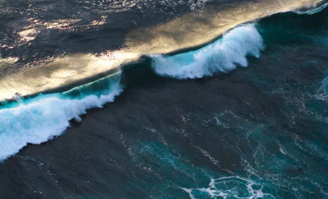 Wave hitting beach